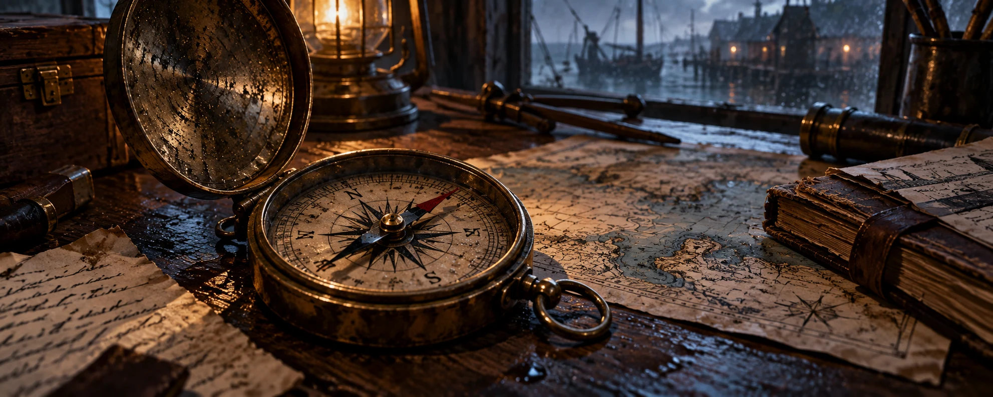 An old brass compass belonging to Joshua Vale