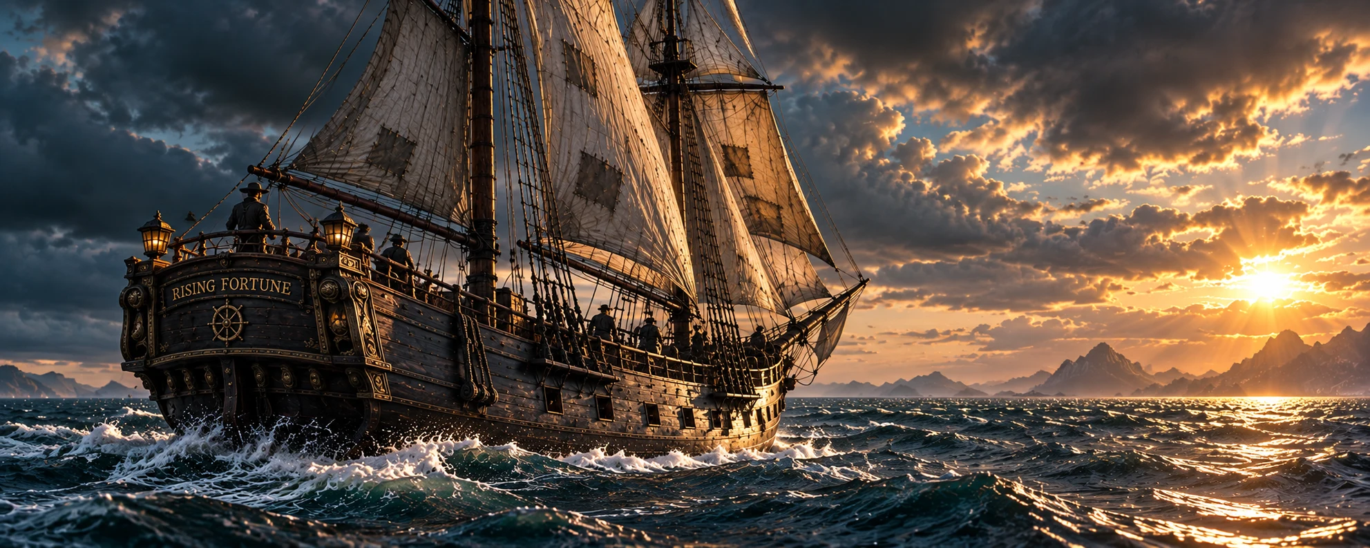 The Rising Fortune sailing across open sea